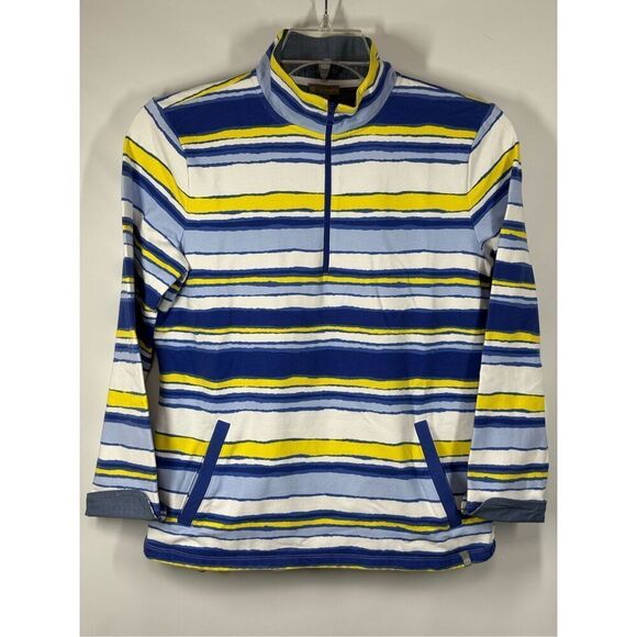 Talbots Tops - B9 - T By Talbots Cuff Sleeve Striped 1/4 Zip Sweatshirt Size Medium Petite